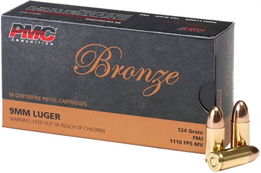 Picture of PMC Ammunition Bronze, 9MM, 124 Grain, Full Metal Jacket, 50 Round Box 9G