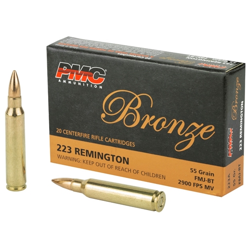 Picture of PMC Bronze .223 Remington Rifle Ammo - 55 Grain | FMJ-BT 223A