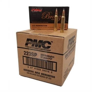 Picture of PMC Bronze .223 Remington Rifle Ammo - 55 Grain | SP-200rd Cube 223SP