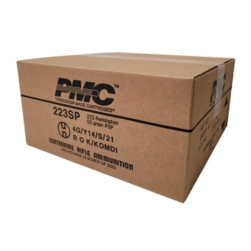 Picture of PMC Bronze .223 Remington Rifle Ammo - 55 Grain | SP-800rd Case 223SP