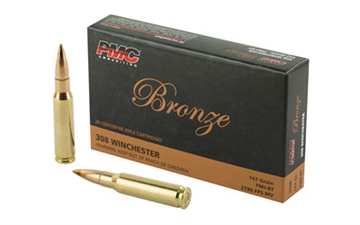 Picture of PMC Bronze .308 Winchester Rifle Ammo - 147 Grain | FMJ-BT 308B