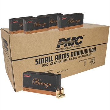 Picture of PMC Bronze .45 ACP Handgun Ammunition 230 gr FMJ 830 fps 1000/ct 45A CASE
