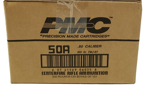 Picture of PMC Bronze .50 BMG Rifle Ammo - 660 Grain | FMJ-BT | 200rd Case 50A