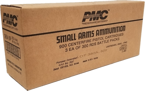 Picture of PMC Bronze Battle Pack .380 ACP Handgun Ammo - 90 Grain | FMJ | 900rd (3 Battle Pack) Case 380A-BP