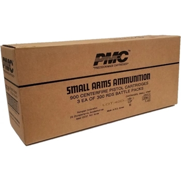 Picture of PMC Bronze Battle Pack .40 S&W Handgun Ammo - 165 Grain FMJ-FP 900rd (3 Battle Pack) Case 40D-BP