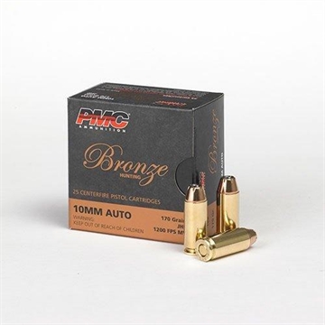 Picture of PMC Bronze Handgun Ammunition 10mm Auto 170 gr JHP 1200 fps 25/ct 10B