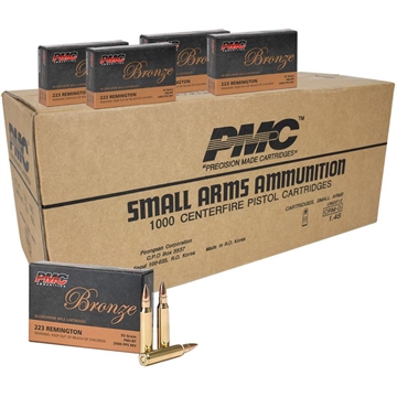 Picture of PMC Bronze Rifle Ammunition .223 Rem 55 gr FMJ 2900 fps 1000/ct 223A CASE