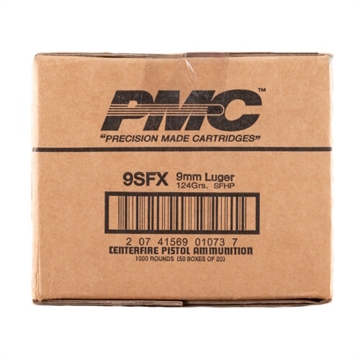 Picture of PMC SFX 9mm Luger Handgun Ammo - 124 Grain | SFHP | 1000rd Case 9SFX