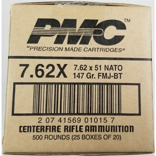 Picture of PMC X-TAC 7.62NATO Rifle Ammo - 147 Grain | FMJ-BT | 500rd Case 7.62X