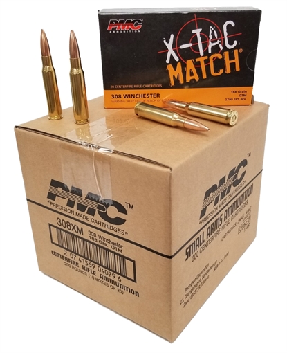 Picture of PMC X-TAC Match .308 Winchester Rifle Ammo - 168 Grain | OTM | 200rd Cube 308XM