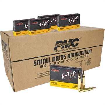 Picture of PMC X-Tac Rifle Ammunition 5.56x45mm 55 gr FMJBT 3120 fps 1000/ct 5.56X CASE