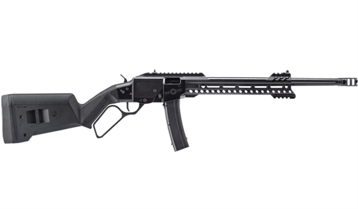 Picture of Patriot Ordnance Factory Tombstone, Lever Action Rifle, 9MM, 16.5" Barrel, Threaded 1/2x28, Muzzle Brake, Anodized Finish, Black, 10.5" Free Float MLOK Handguard, XS Ghost Ring Sight, Magpul SGA Stock, 20 Rounds, 1 Magazine 1891 01891
