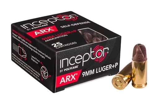 Picture of Polycase Inceptor ARX 9mm Ammo 250 Rounds (25 Cartridges X 10 Case) POLY-9ARXBRLUG-250