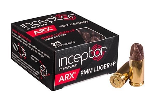 Picture of Polycase Inceptor ARX 9mm Pistol Ammo 25 Rounds Box POLY-9ARXBRLUG-25