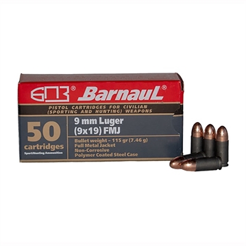 Picture of Barnaul Ammunition 9MM LUGER 115GR FULL METAL JACKET 50/BOX BRN 9MMLUGER FMJ115