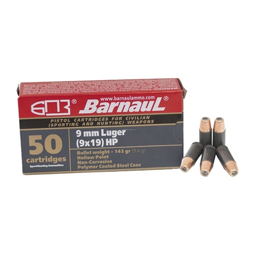 Picture of Barnaul Ammunition 9MM LUGER 145GR HOLLOW POINT 50/BOX BRN 9MMLUGER HP145