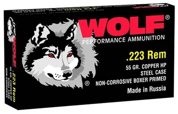 Picture of WOLF AMO 223 REM 55GR HP STEEL CASE 20-RD BOX (25 BOXES PER CASE) 22355HP