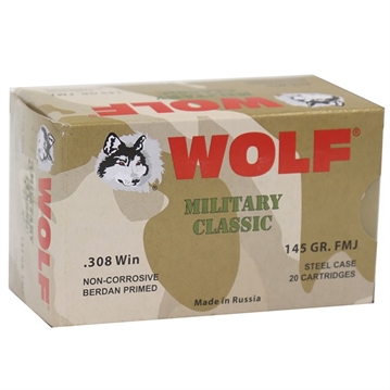 Picture of Wolf 308 WINCHESTER 145GR FULL METAL JACKET 20/BOX MC308FMJ145