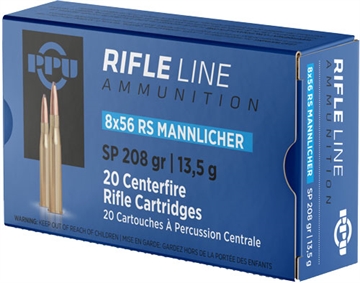 Picture of PPU 8X56R MANNLICHER 208GR JSP 20RD 10BX/CS PP856S