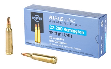 Picture of PPU Standard Rifle 22-250Rem 55gr Soft Point 20 Per Box/10 Case PP22250