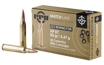 Picture of Prvi Partizan Match, 223 Remington, 69 Grain, Boat Tail Hollow Point, 20 Round Box PPM2231