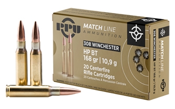 Picture of Prvi Partizan Match, 308 Winchester, 168 Grain, Boat Tail Hollow Point, 20 Round Box PPM3082