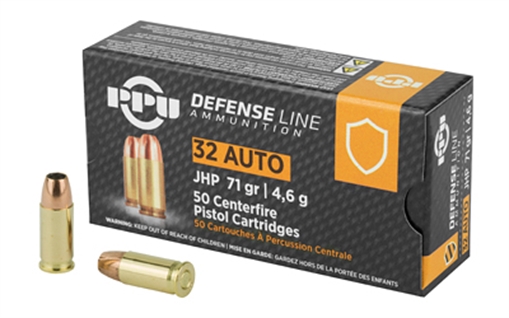 Picture of Prvi Partizan Handgun Defense, 32 ACP, 71Grain, Jacketed Hollow Point, 50 Round Box PPD32A