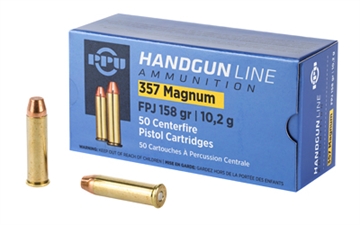 Picture of PPU Handgun 357Mag 158gr Flat Point Jacketed 50 Per Box/10 Case PPH357MF