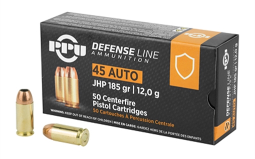 Picture of Prvi Partizan Handgun Defense, 45 ACP, 185Grain, Jacketed Hollow Point, 50 Round Box PPD45