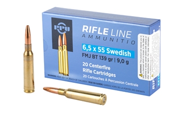 Picture of PPU Metric Rifle 6.5x55Swedish 139gr Full Metal Jacket Boat Tail 20 Per Box/10 Case PP6SWF