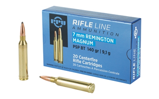 Picture of PPU Standard Rifle 7mmRemMag 140gr Pointed Soft Point Boat Tail 20 Per Box/10 Case PP7RM1