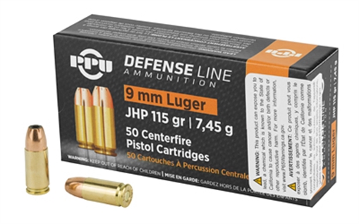 Picture of Prvi Partizan Handgun Defense, 9MM, 115Grain, Jacketed Hollow Point, 50 Round Box PPD91