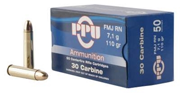 Picture of PPU Standard Rifle 30Carbine 110gr Full Metal Jacket Round Nose 50 Per Box/10 Case PP30F