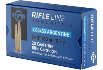 Picture of PPU Metric Rifle 7.65x53mmArgentine 180gr Soft Point Boat Tail 20 Per Box/10 Case PP7AS