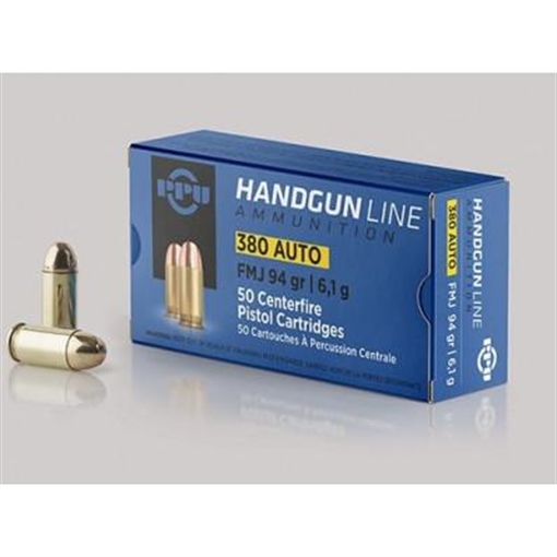 Picture of PPU Handgun Ammunition .380 ACP 94 gr FMJ 951 fps 951 fps 1000/ct PPH380AFC