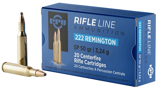 Picture of PPU Standard Rifle 222Rem 50gr Soft Point 20 Per Box/50 Case PP222