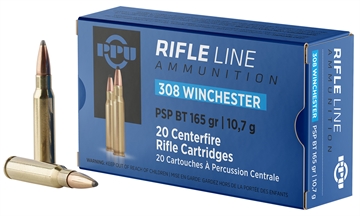 Picture of PPU Standard Rifle 308Win 165gr Pointed Soft Point Boat Tail 20 Per Box/10 Case PP3082