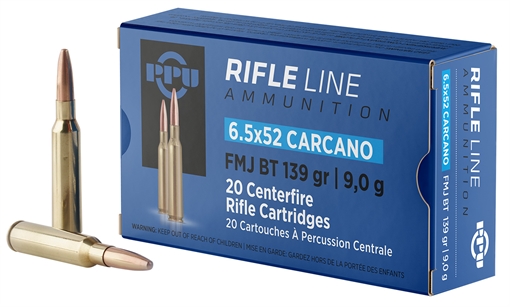 Picture of PPU Metric Rifle 6.5x52mmCarcano 139gr Full Metal Jacket Boat Tail 20 Per Box/10 Case PP6CF