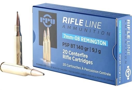 Picture of PPU Metric Rifle 7mm-08Rem 140gr Pointed Soft Point Boat Tail 20 Per Box/10 Case PP708