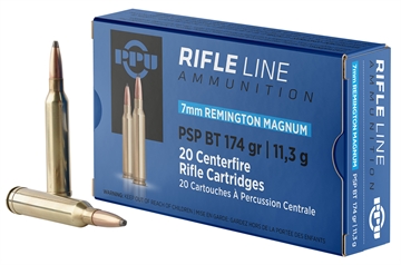 Picture of PPU Standard Rifle 7mmRemMag 174gr Pointed Soft Point Boat Tail 20 Per Box/10 Case PP7RM2