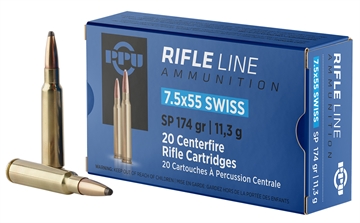Picture of PPU Metric Rifle 7.5x55mmSwiss 174gr Soft Point 20 Per Box/10 Case PP7SS