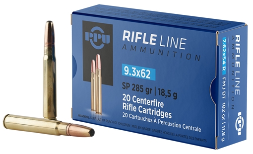 Picture of PPU Metric Rifle 9.3mmx62Mauser 285gr Soft Point 20 Per Box/10 Case PP9362