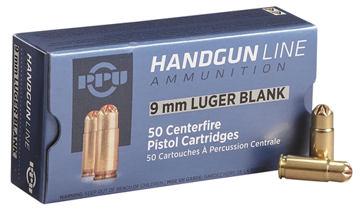 Picture of PPU Blank Ammo 9mmLuger 50 Per Box/20 Case PPB9L