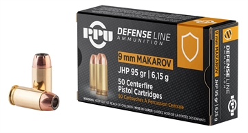 Picture of PPU Defense 9x18Makarov 95gr Jacketed Hollow Point 50 Per Box/20 Case PPD9M