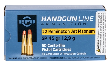 Picture of PPU Handgun 22RemJetMag 45gr Soft Point 50 Per Box/10 Case PPH22RJ