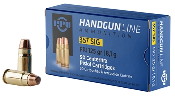 Picture of PPU Handgun 357Sig 125gr Flat Point Jacketed 50 Per Box/20 Case PPH357S