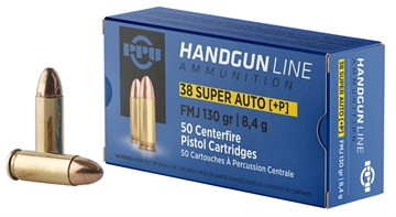 Picture of PPU Handgun 38Super+P 130gr Full Metal Jacket 50 Per Box/10 Case PPH38SU