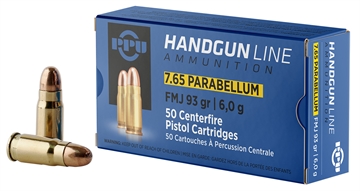 Picture of PPU Handgun 7.65x21mmParabellum 93gr Full Metal Jacket 50 Per Box/20 Case PPH765P