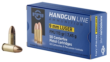 Picture of PPU Handgun 9mmLuger 115gr Full Metal Jacket 50 Per Box/20 Case PPH9F1