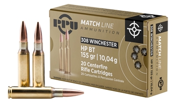 Picture of PPU Match 308Win 155gr Hollow Point Boat Tail 20 Per Box/10 Case PPM3081